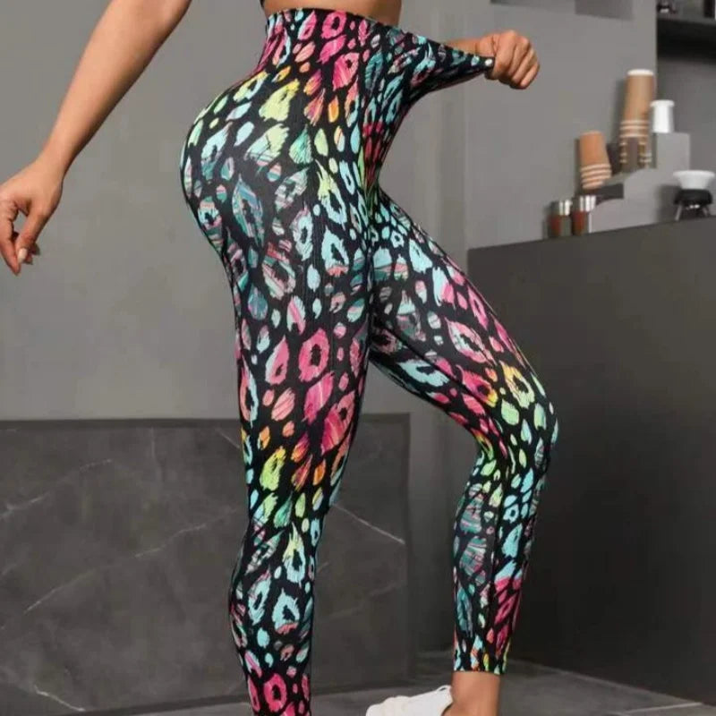 3D Print Tie Dye Sports Pants Women Seamless Leggings High Waist Fitness Push Up Leggings Gym Clothing Workout Tights
