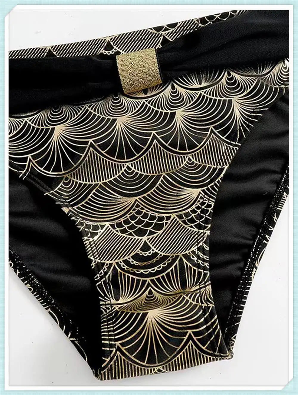 Metallic Stitch Strap Bikini Women Push Up Gold print Swimsuit Female High Waist Swimwear Bathers Bathing Suit Beachwear