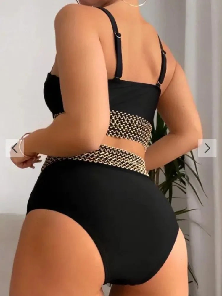 Push Up High Waist Bikini Sets Black Bikini Swimsuit Two Pieces Swimwear Women Bathing Suits Beachwear Bathers