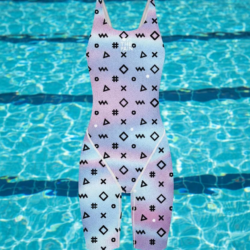 Girl Training Racing Swimwear Girl One Piece Competitive Swimsuits Summer Pool Professional Competition Knee Length Bodysuits