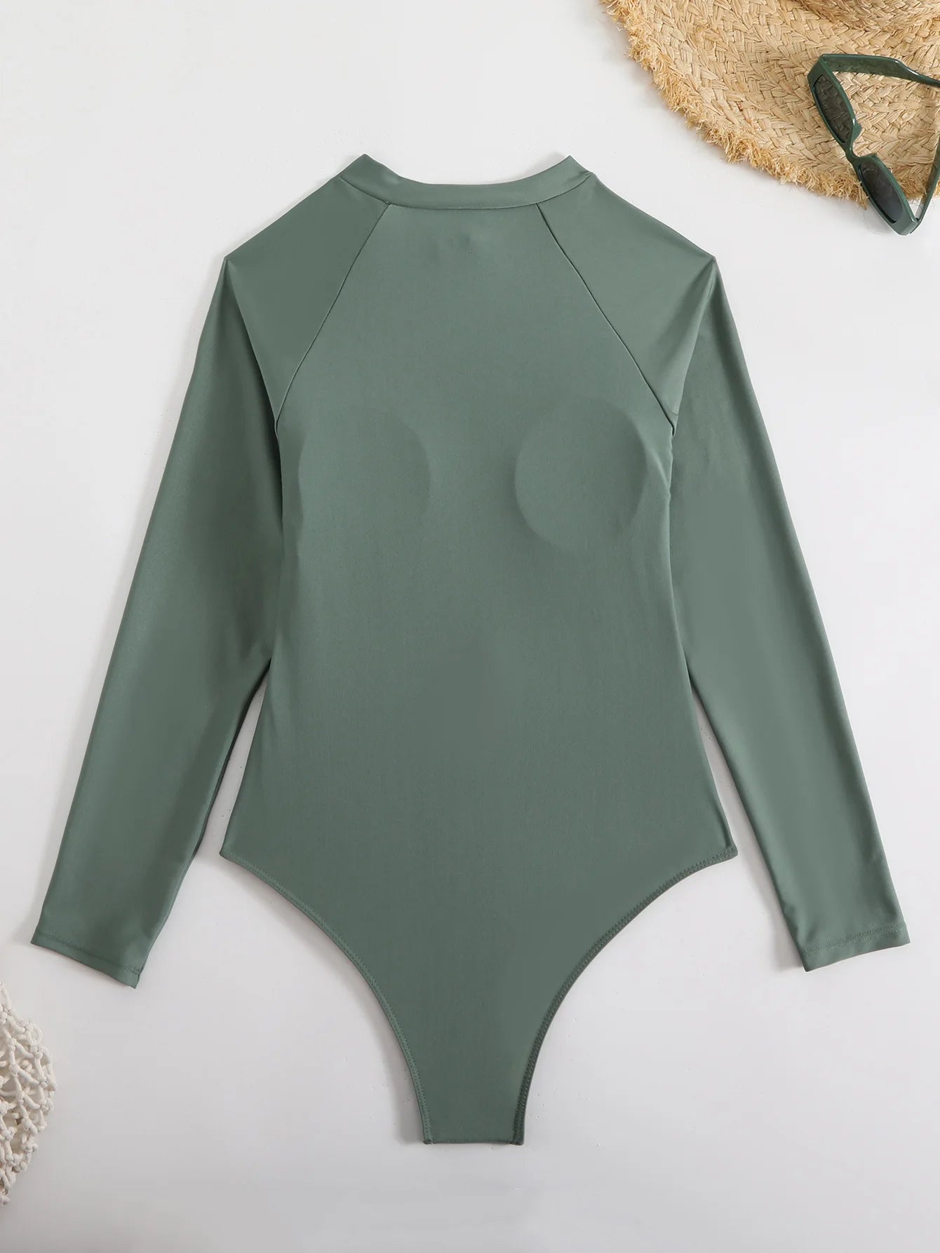 Zipper One Piece Swimsuit Closed Print Long Sleeve Swimwear Sports Surfing Women's Swimming Bathing Suit Beach Bather