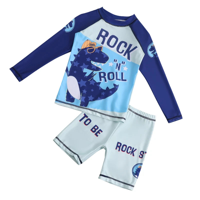 Boy Girl Swimwear Swim Suits Sun Protective Long Sleeve Dinosaur Unicorn Children Swimsuits Bathing Suit Kids Swimming Suit