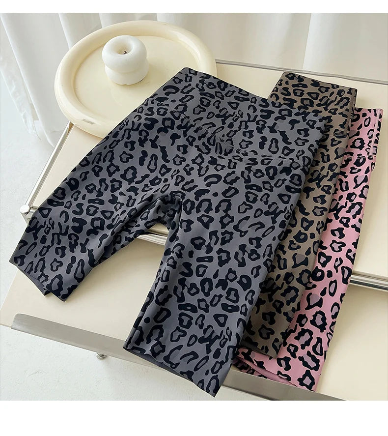 BIVIGAOS Summer Fashion Trend Leopard Print Cycling Shorts Women High Waist Tight Sport Short Leggings Fitness Biker Shorts
