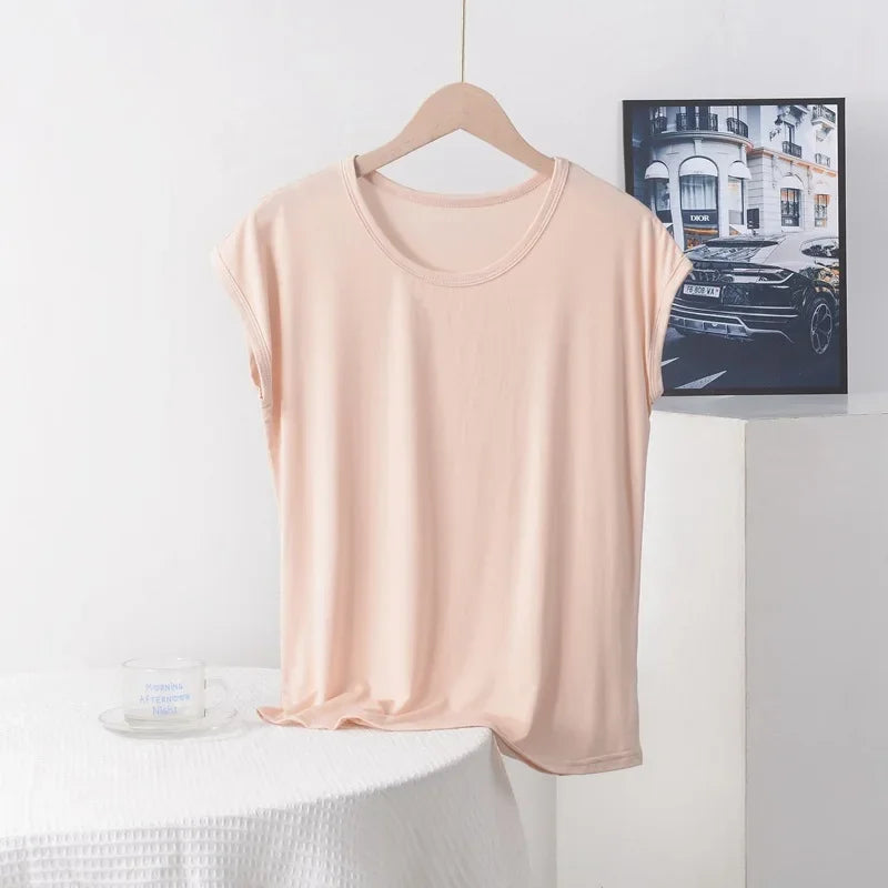 Plus size Summer women's Tshirt O-Neck Modal Loose T-shirt Solid color Simple Tee Tops XL to 8XL Bottoming Tshirts all match