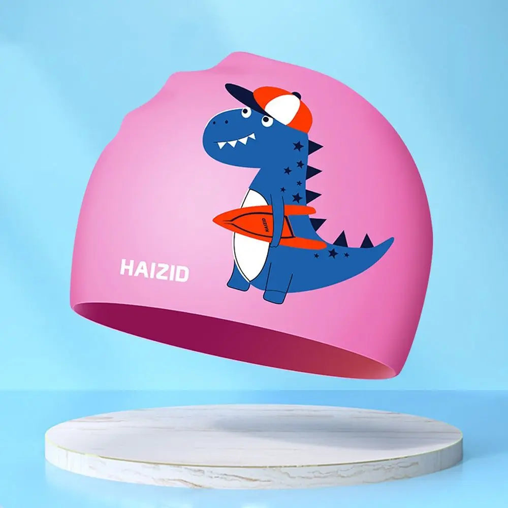 Lightweight Waterproof Children Swimming Cap Silicone Cartoon Kid Swimming Hat Protect Ears Animal Bathing Hats Cap Swimming Pool