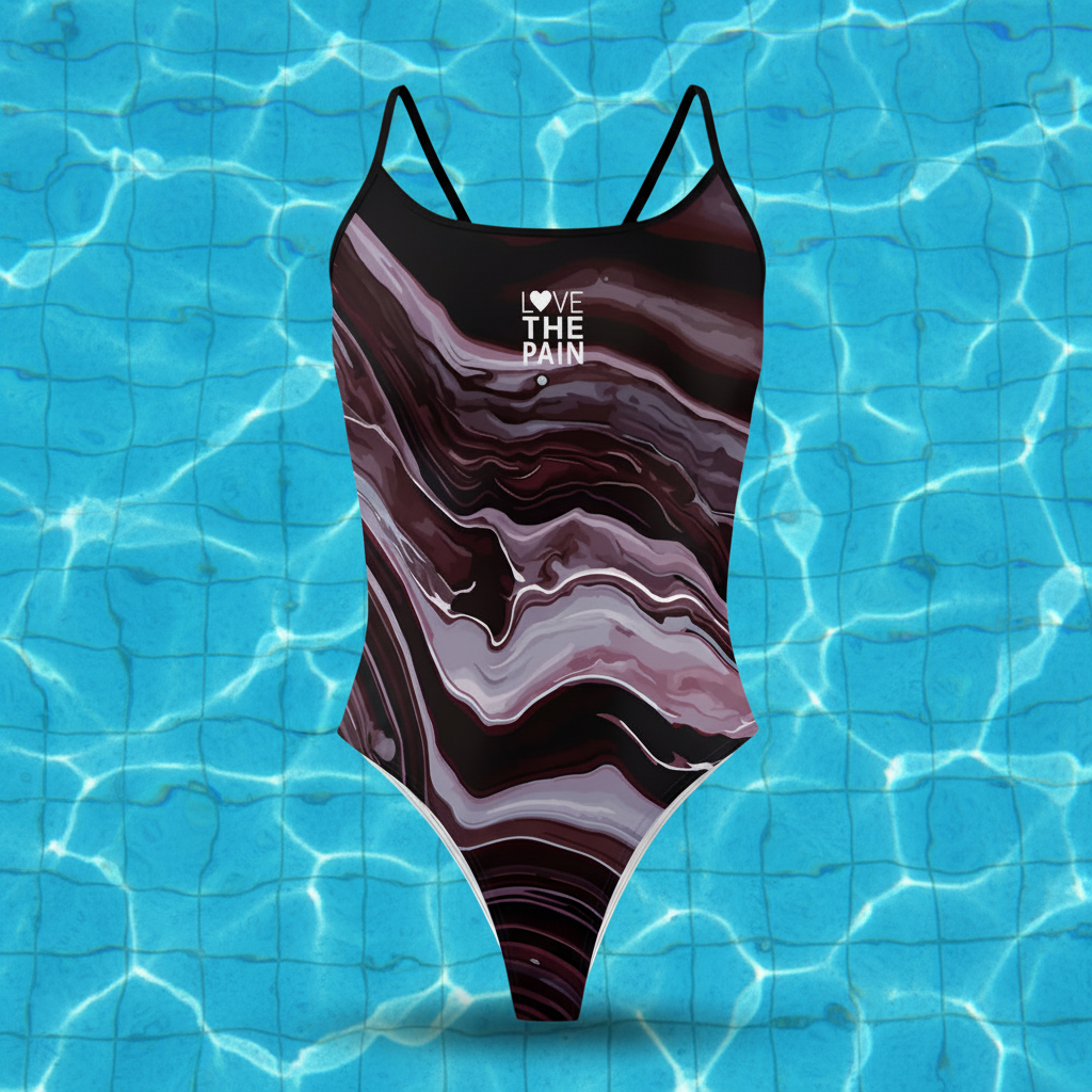 Black, Pink, Purple Love The Pain One Piece Swimsuit Women Swimwear Bather Training Squad Pool
