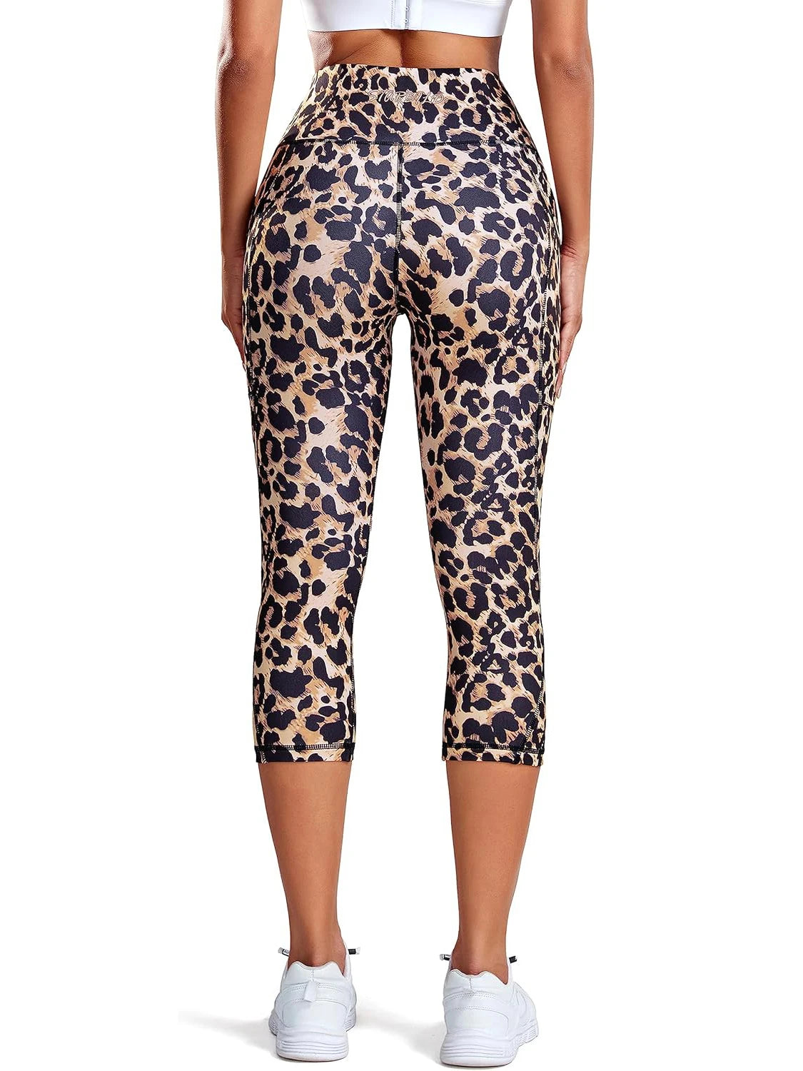 3/4 Sport Pants Women Pockets Capris Pant Leopard Female Leggings Fitness Gym High Waist Leggins Cropped Leggings