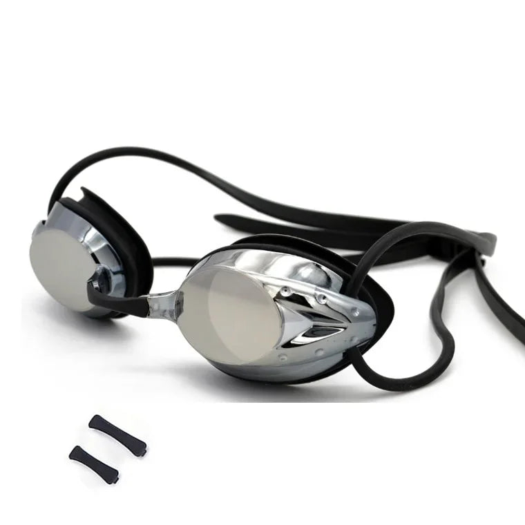 Professional Adult Swim Goggles Waterproof Fog-proof Racing Goggles Men Women Cool Silver Plated Swimming Equip