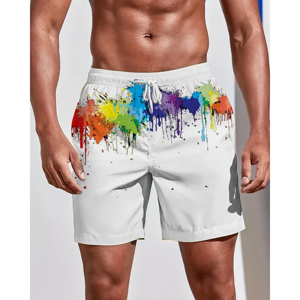 Summer Seasons Rendering Shorts Graffiti 3D Printing Men's Beach Pants Swimming Comfortable Quick Drying Fashion Youth Loose Men