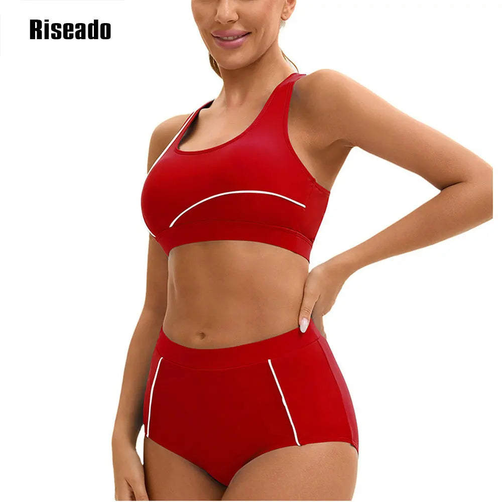 Two Piece Swimsuit for Women High Waisted Bikini Sets Crop Top Tummy Control Bathing Suits Boyshorts Bottom