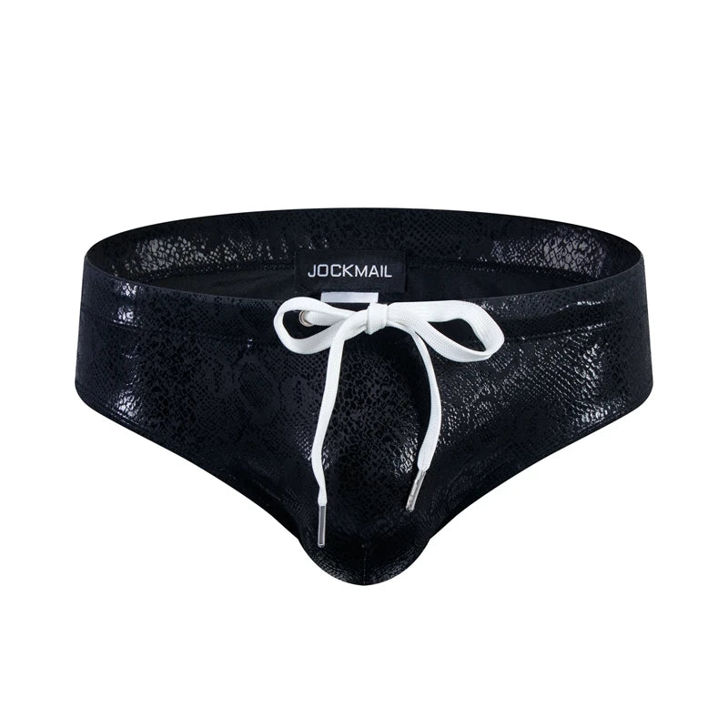 Push Up Padded Swimwear Men Swimsuit Shorts Men's Bikini Briefs Summer Trunk Swim Suit Sunga Slip Beach Shorts Snakeskin Print