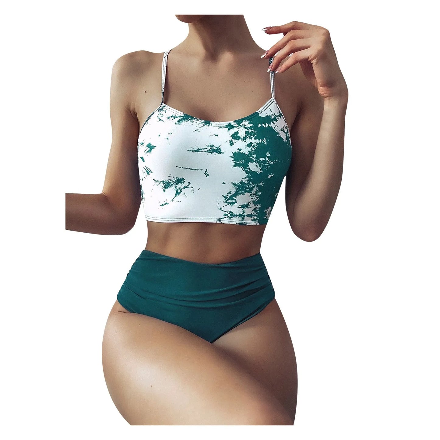 Women's Bikini Swimsuit Sunflower Swimwear Set Swimsuit Tie-dye Two Push-Up Print Piece Swimwear Ruffle Bikini Top