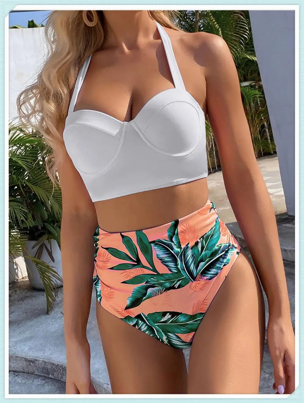 Push Up Swimsuit Women High Waist Bikini Set Butterfly Print Swimwear Female Padded Bathing Suit Swimming Beachwear Summer