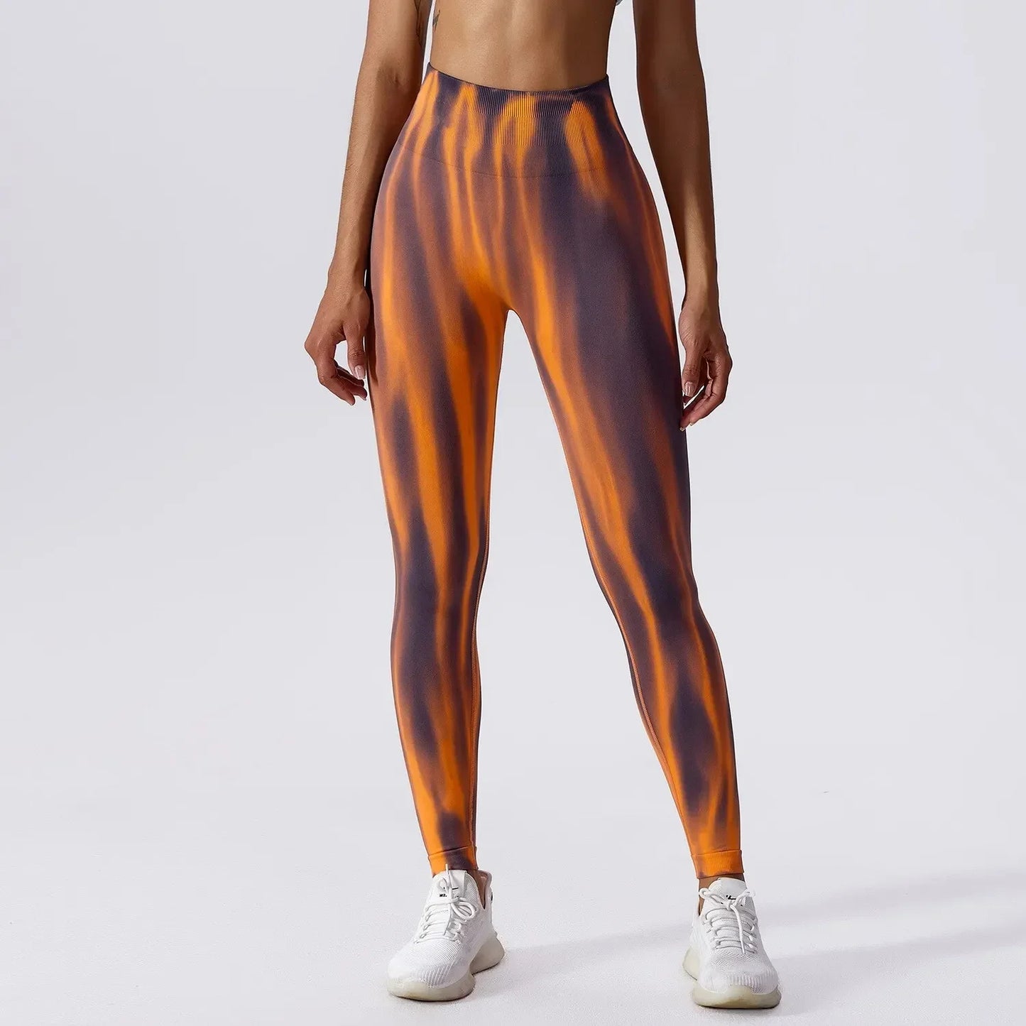 High-waisted Abdomen Aurora Yoga Pants Tie-dye Sports Trousers Tight-fitting Peach Hip-lifting Fitness Pants Sports