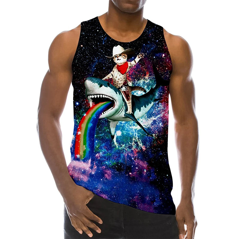 3D Universe Starry Printed Tank Top Gym Clothing Men Summer Streetwear Basketball Vest Quick Drying Sleeveless T-Shirt y2k Tops