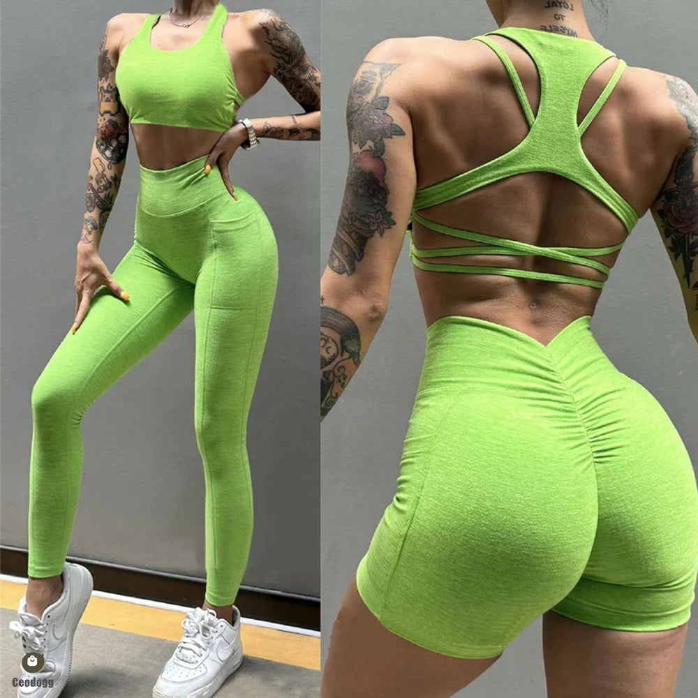 Yoga Pants Back V Butt Women High Waist Fitness Workout Tights Gym Push Up Running Scrunch Fitness Leggings Shorts Active Wear