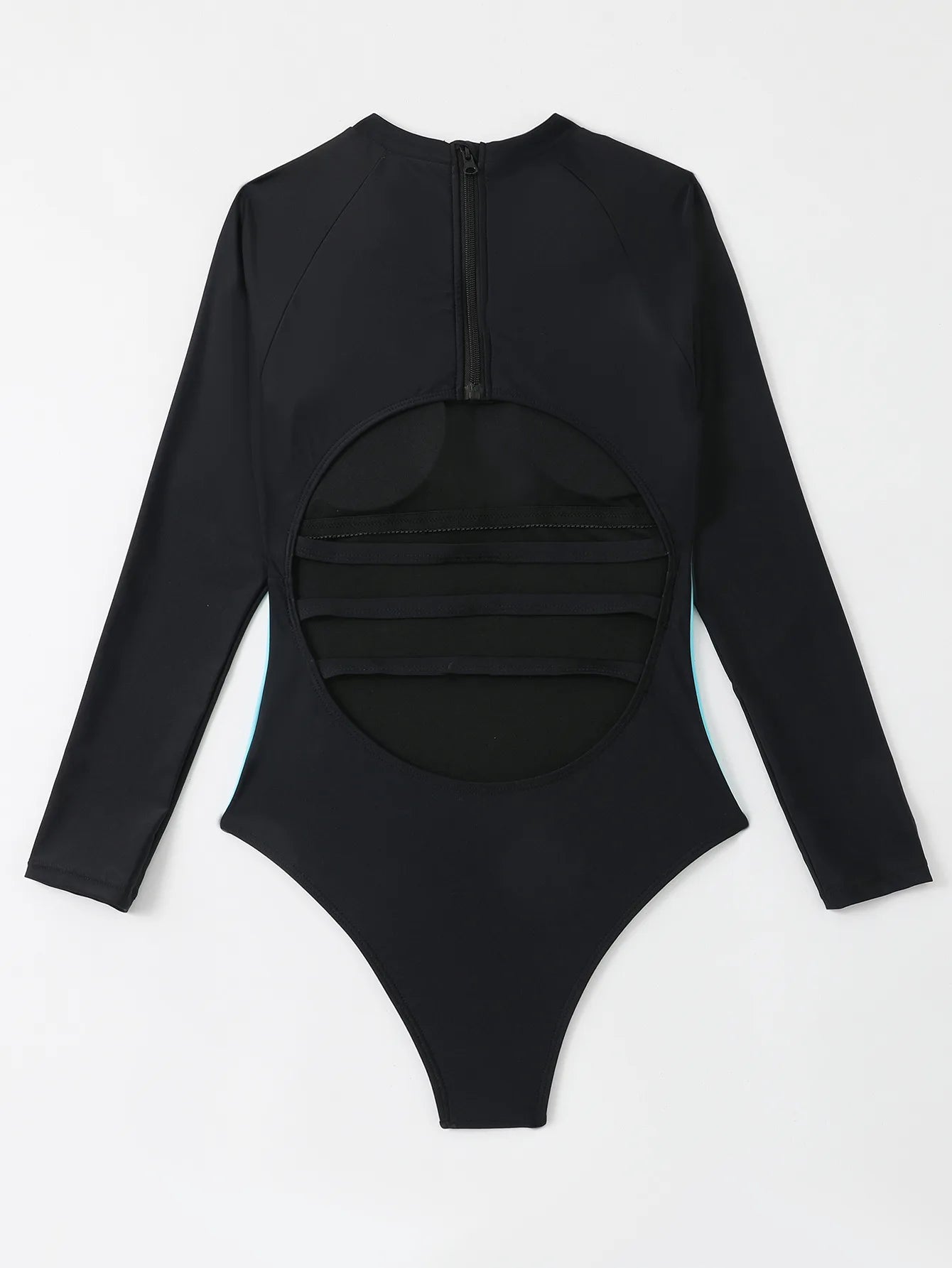 Solid Patchwork Swimwear Women Long Sleeve One Piece Swimsuit Monokini Backless Hollow Summer Bathing Suit