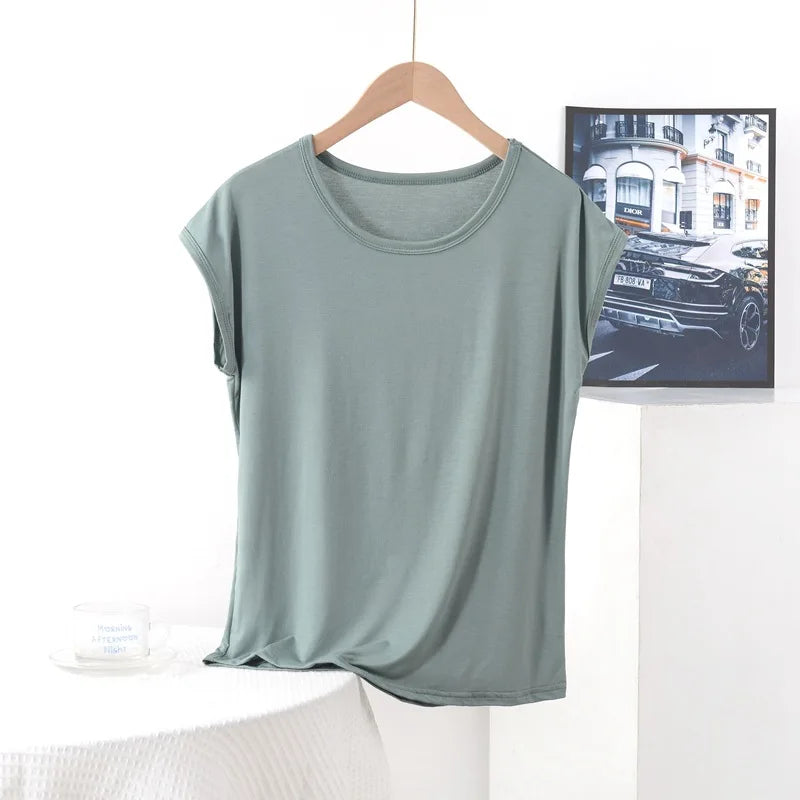 Plus size Summer women's Tshirt O-Neck Modal Loose T-shirt Solid color Simple Tee Tops XL to 8XL Bottoming Tshirts all match