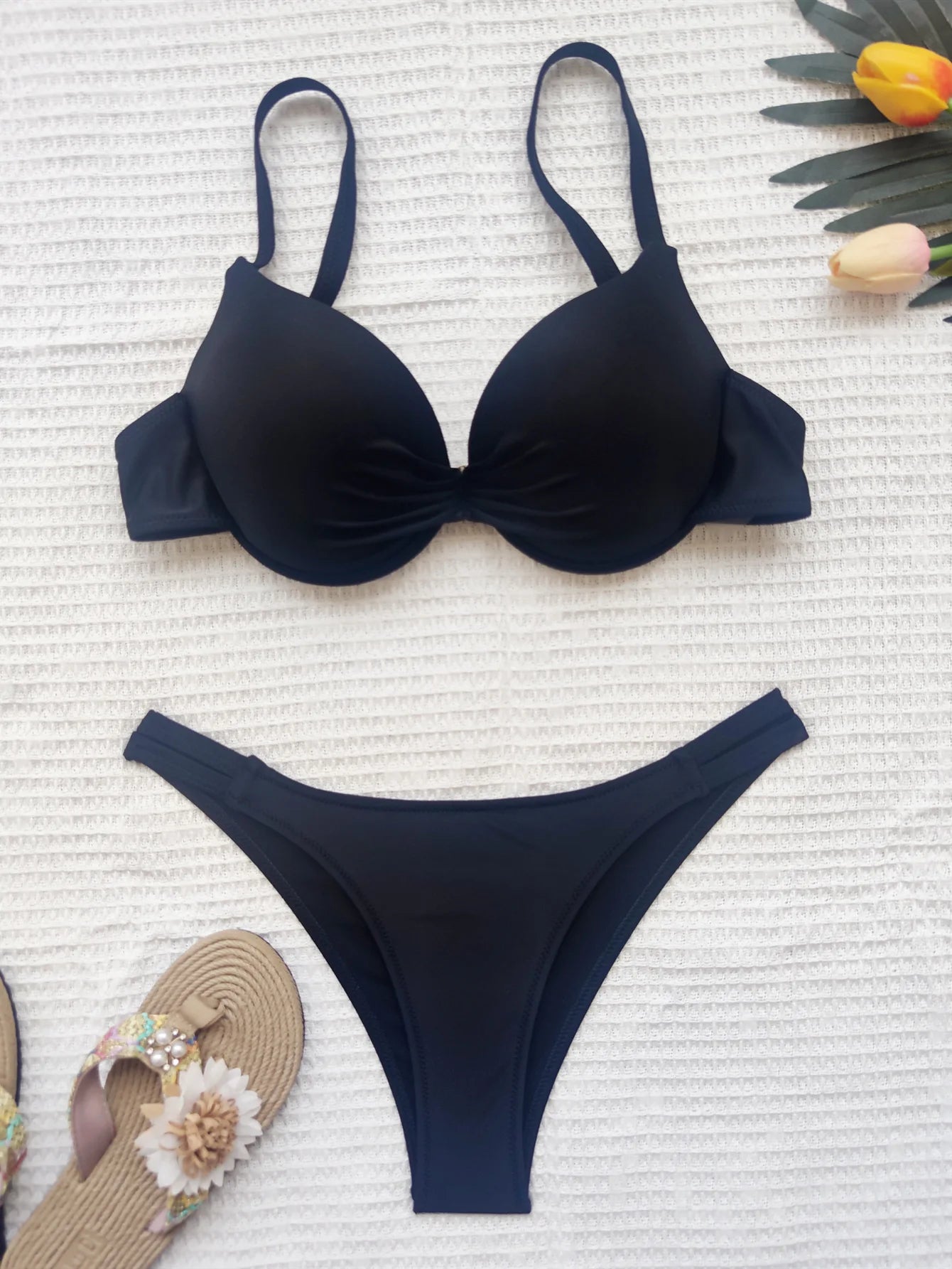push up bikinis sets two pieces solid thong swimsuit bikini swimsuit Swimwear Biquini