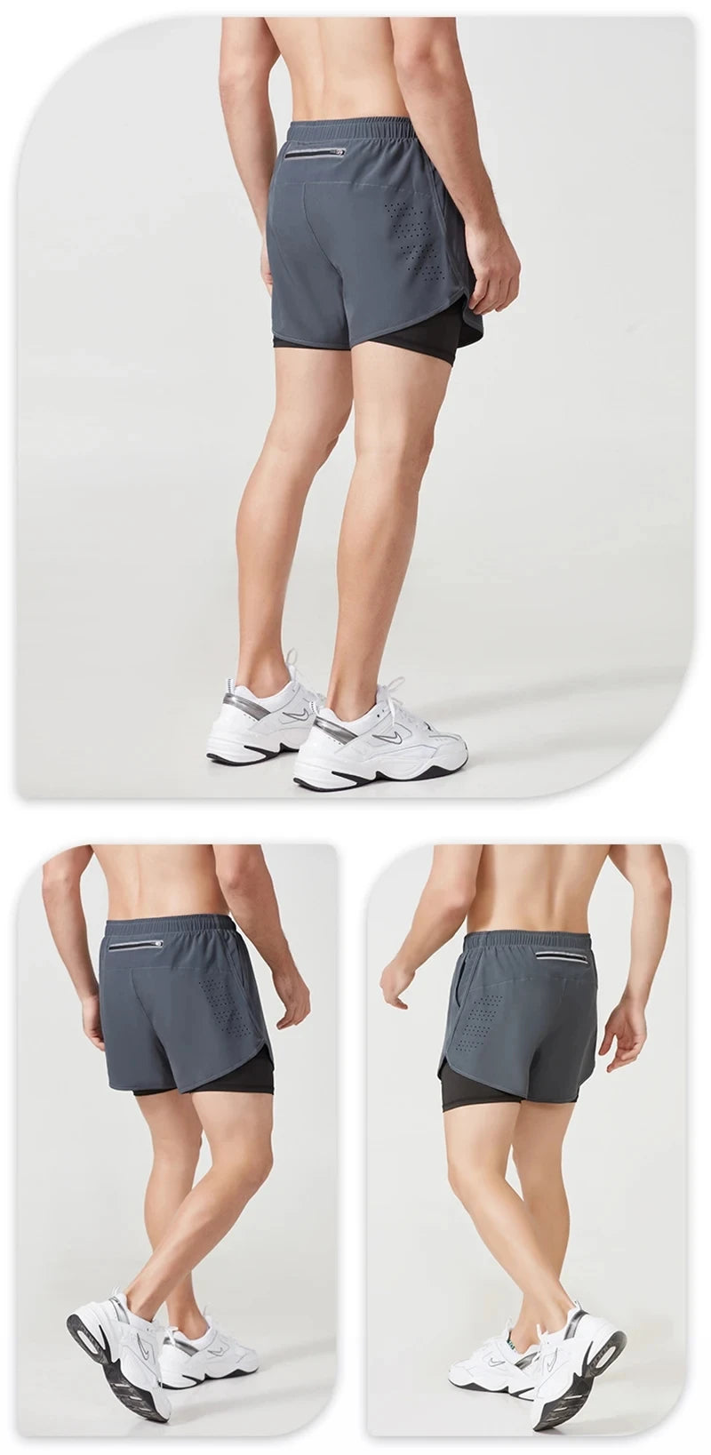 Running Shorts Sportswear 2 in 1 Training Short Pant Summer Double-deck Beach Homme Jogging Clothing Gym Sport Shorts Men