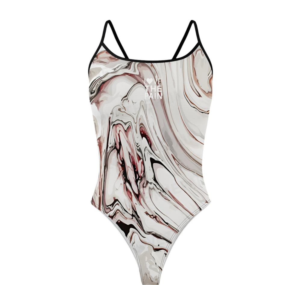 Black & White Design Love The Pain Women Swimsuit One-piece Swimwear Functional Training Swimsuit