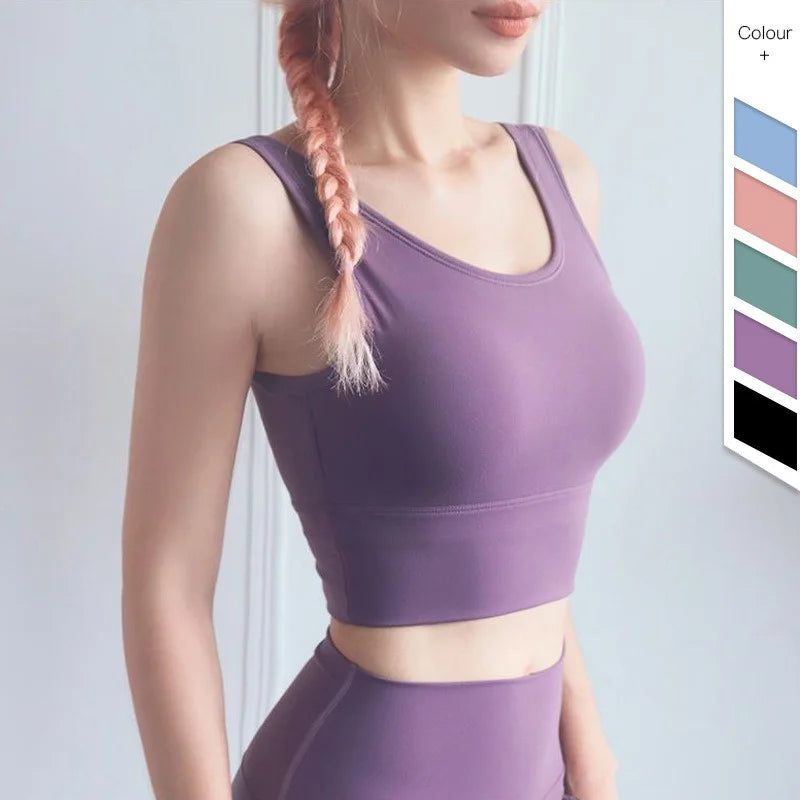 U Neck Yoga Vest Yoga Crop Bra Gym Crop Top Sports Bra Strappy Cropped Tops Workout Yoga Crop Scoop Neck Fitness Cami