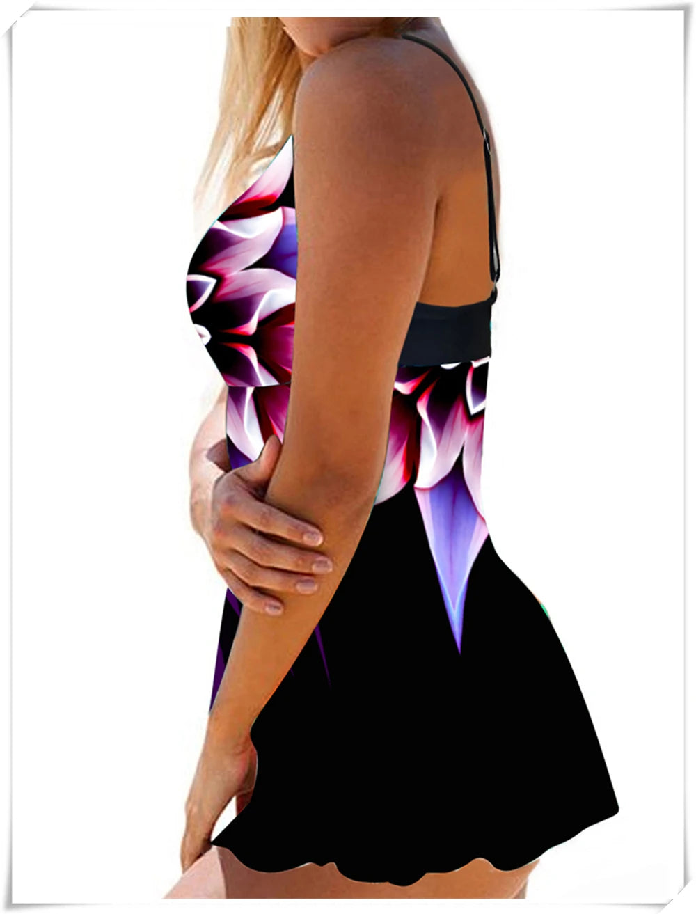 Floral Printed Tankini Two Piece Swimsuit Women Strap Swimwear Female Sports Summer Shorts Bathing Swimming Suit Beachwear