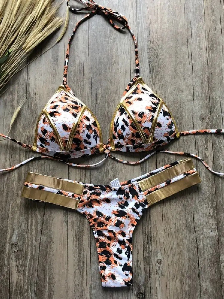 Gold Stamping Women Bikini Set Padded Women Swimsuit Push Up Bikini Swimwear Summer Beachwear Brazil Bathing Suit