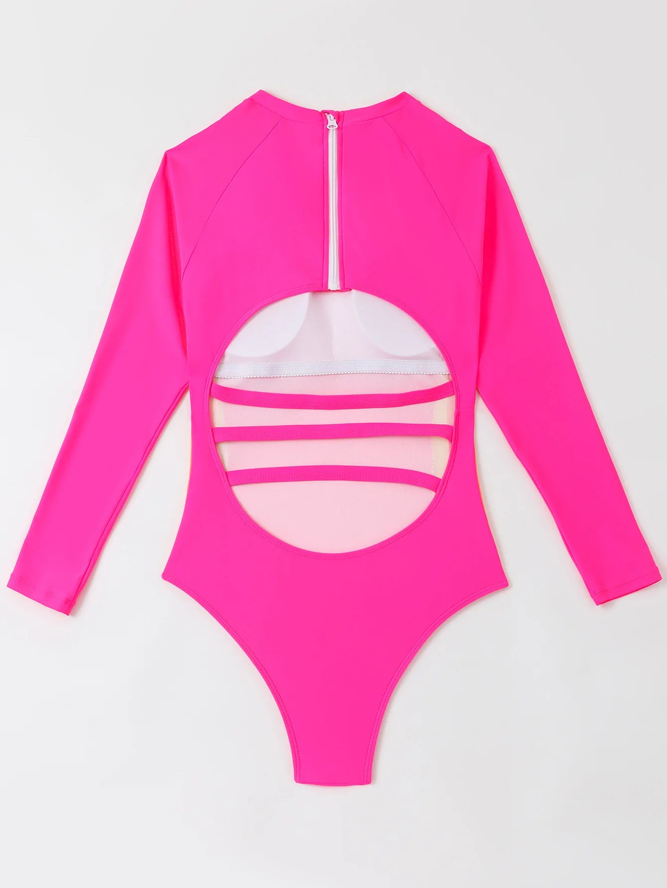 Solid Patchwork Swimwear Women Long Sleeve One Piece Swimsuit Monokini Backless Hollow Summer Bathing Suit