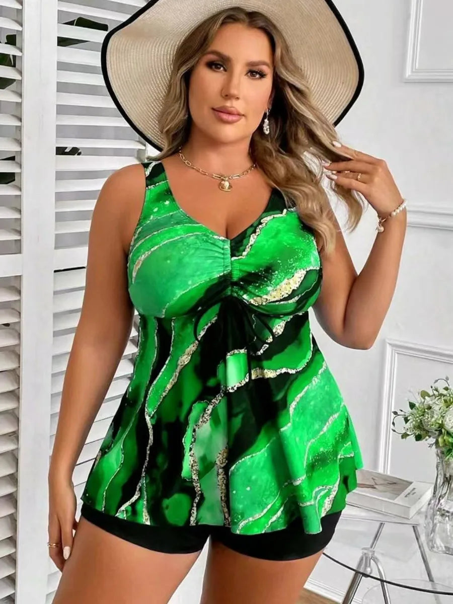 Plus Size Swimwear Women Tankini Woman Swimsuits Two Piece Swimsuit Bikini Beachwear Big Size Bathing Suit Monokini