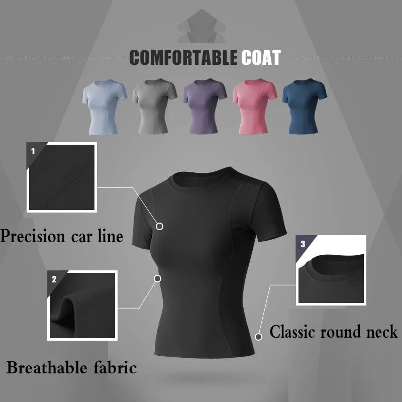 Aiithuug Short Sleeve Yoga Shirts Running Shirt Gym Workout Quick Dry Soft Tops Compress Sports T Shirt Simple Elastic Crop Top