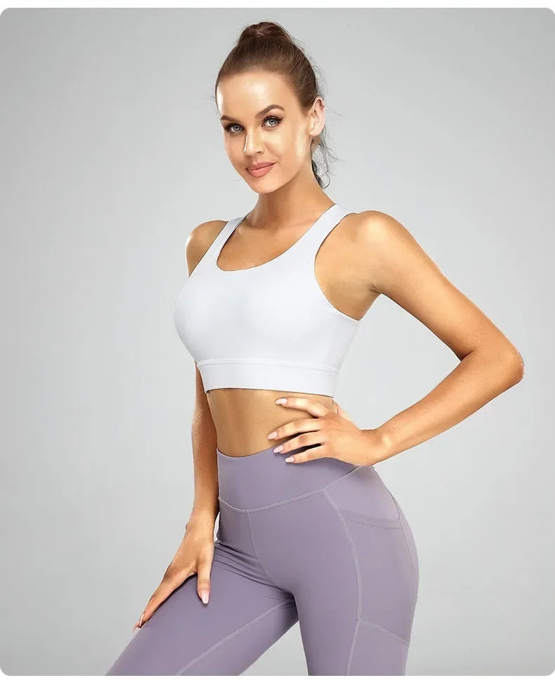 PofyBofy Bounce Control Running Crop Bra Shockproof Yoga Crop Top Running Crops Build-in Sports Crops Gym Bras Fitness Active