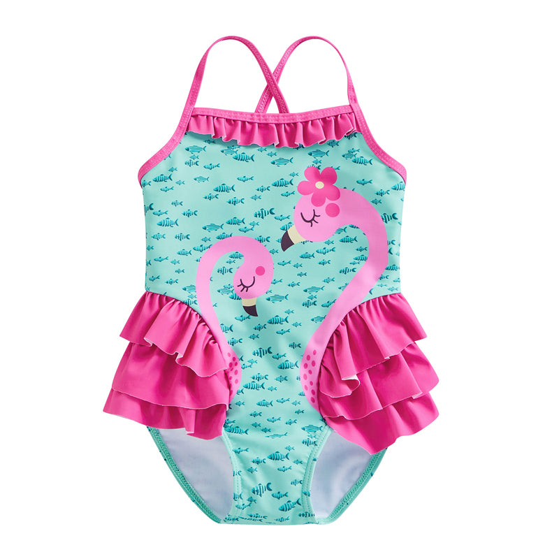 Summer Kids Toddler Girl's Jumpsuit Bikini Flamingo Print Sleeveless Ruffle Swimsuit Bodysuit Clothes
