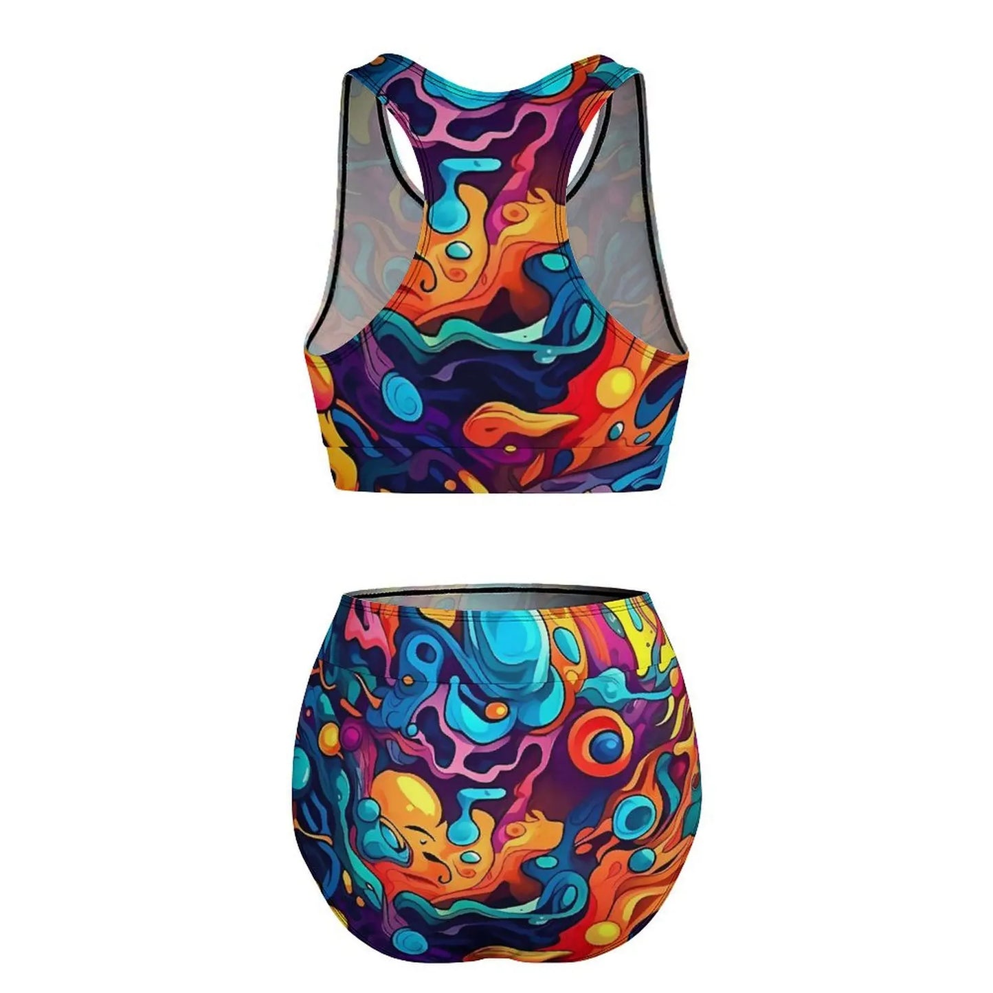 Abstract Graffiti Doodle Print Bikini Swimsuit High Waist Bikinis Set Women Modern Swimwear Push Up Custom Feminine Bikinis