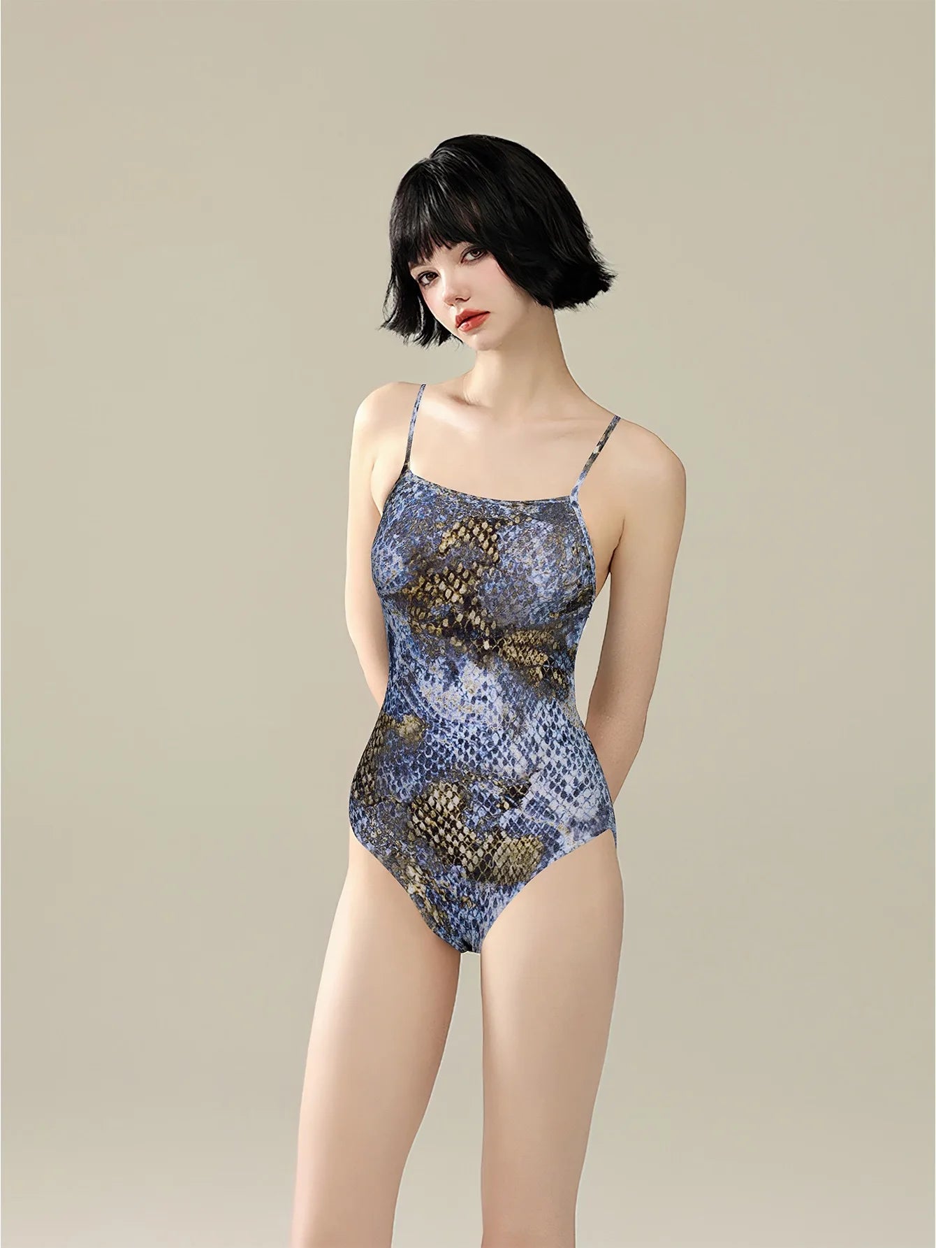 Racing swimsuit women's hot spring swimming pool print one-piece swimsuit nylon high elastic bikini