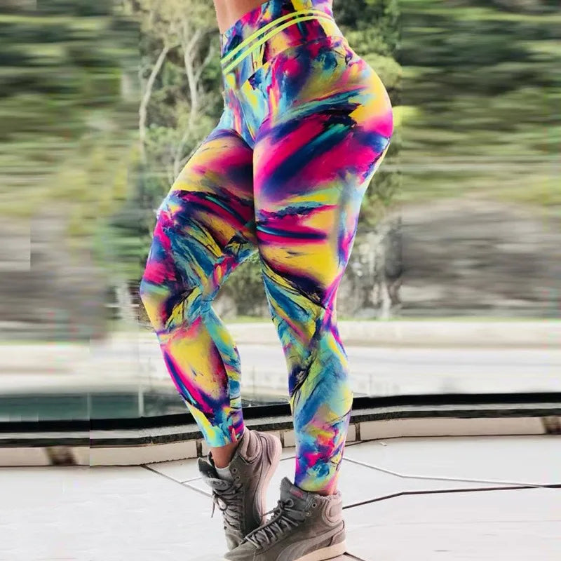 Tie Dye Yoga Pants Gym Sport Leggings for Women Seamless High Waist Push Up Tights Scrunch Butt Leggins Female Gym Clothing