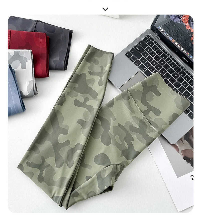 BIVIGAOS Spring Summer Seamless Camouflage Sharkskin Leggings Women Fashion High Waist Casual Sports Tights Fitness Leggings