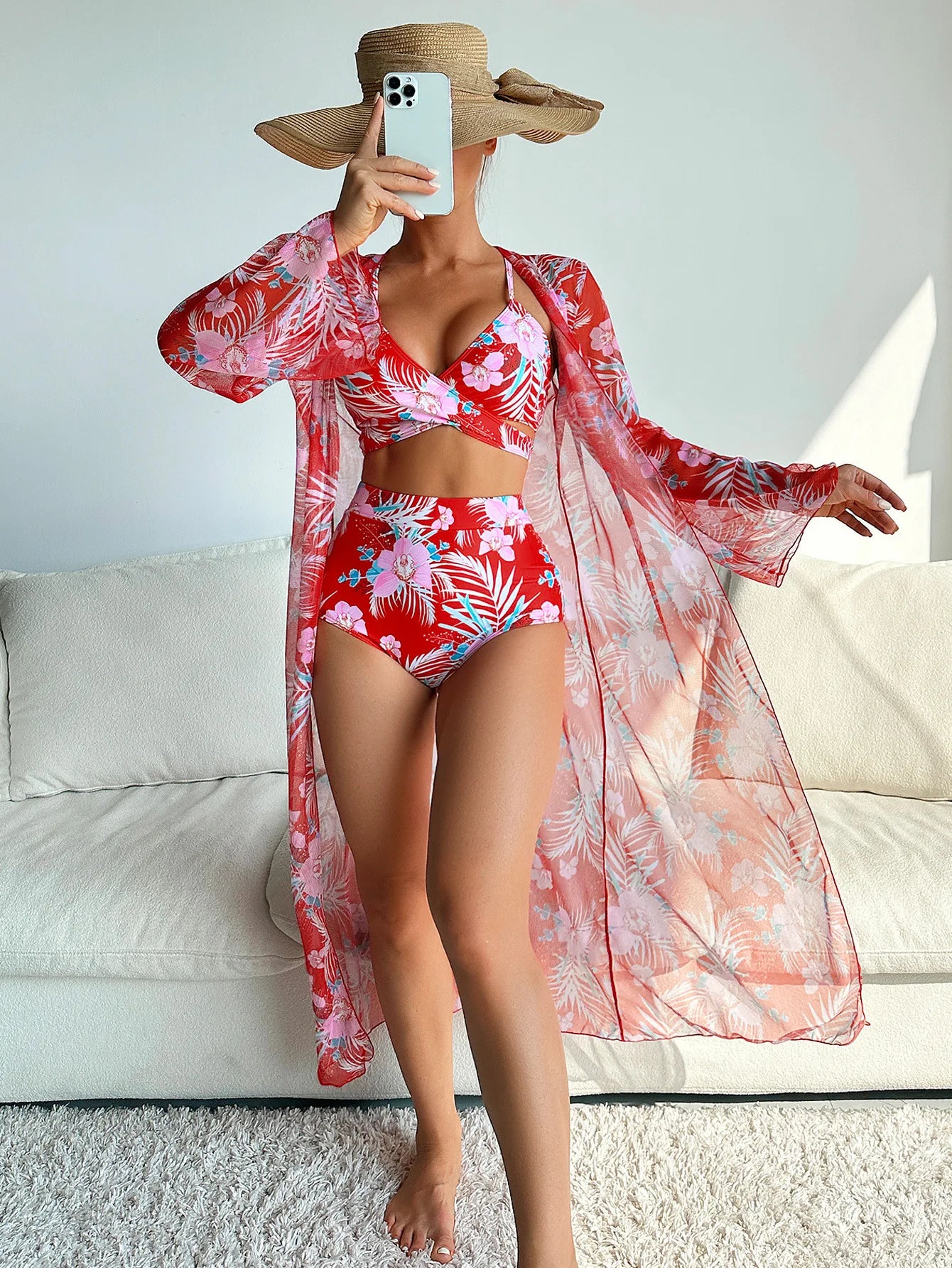 Swimsuits Female Swimwear Push Up For Beach Wear Three-Piece Bathing Suits Pool Bather Women's Swimming Suit