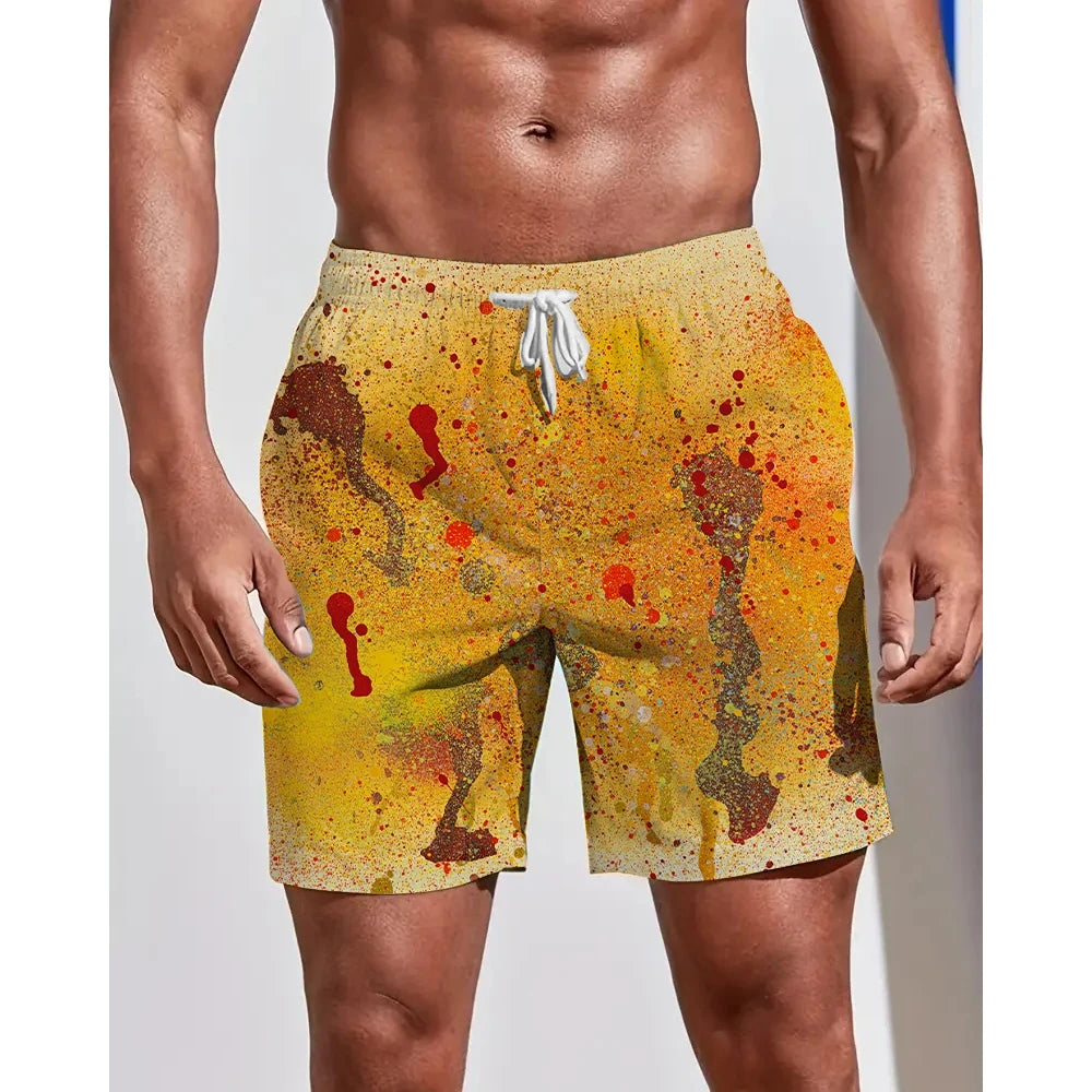 Summer Seasons Rendering Shorts Graffiti 3D Printing Men's Beach Pants Swimming Comfortable Quick Drying Fashion Youth Loose Men