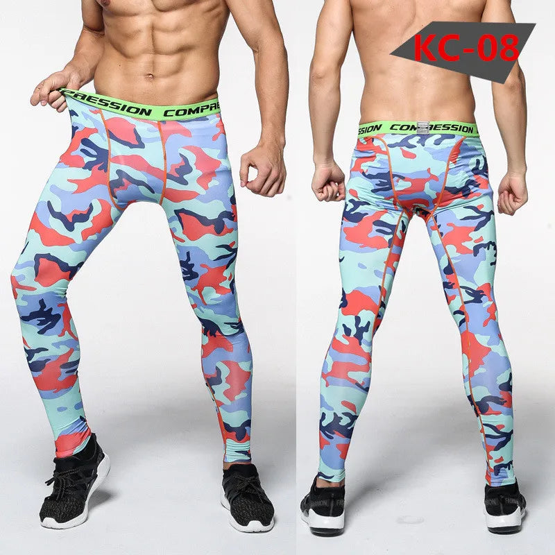 Men Camouflage Tights Man Fitness Compression Pants Quick-drying Rashguard Elastic Leggings for Gym Training