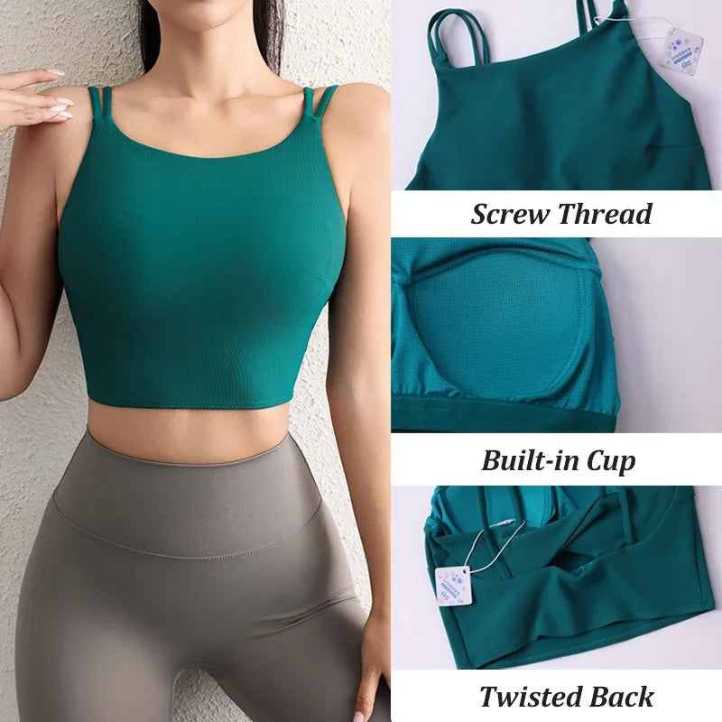 PofyBofy Build-in Bra Yoga Bra Breathable Yoga Crop Top Sports Crops Sports Bra Pilate Tops Soft Stretchy Beauty Back Bras Gym