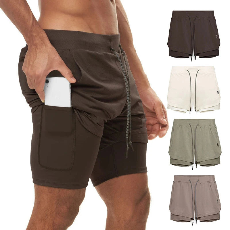 M-5XL Jogger Shorts Oversized Men 2 In 1 Short Pant Gyms Fitness Built-in Pocket Quick Dry Running Shorts Man Athletic Shorts