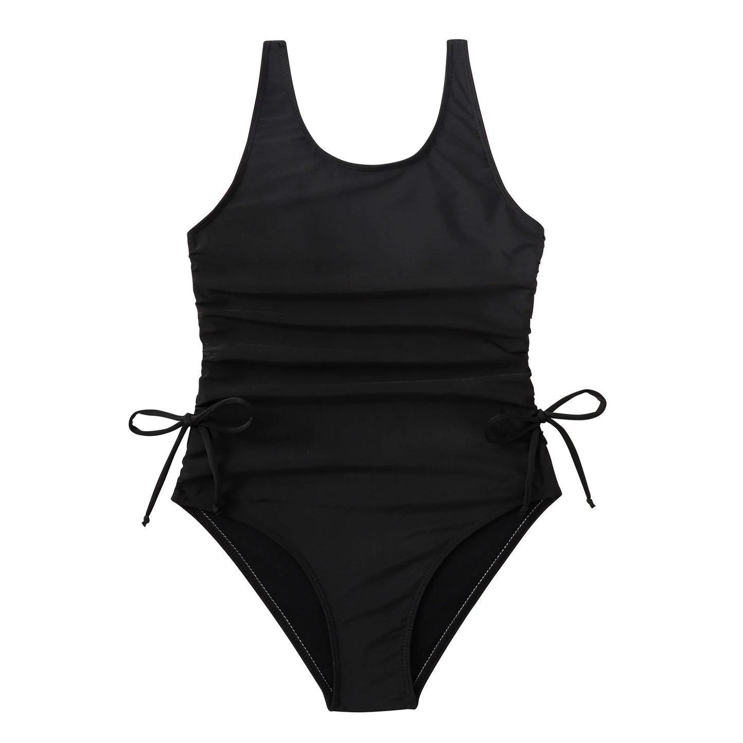 Black Girls One Piece Swimsuit 7-12 Year Kids Swim Suit Teenage Children's Swimwear Drawstring Bathing Suits Beach Bodysuit