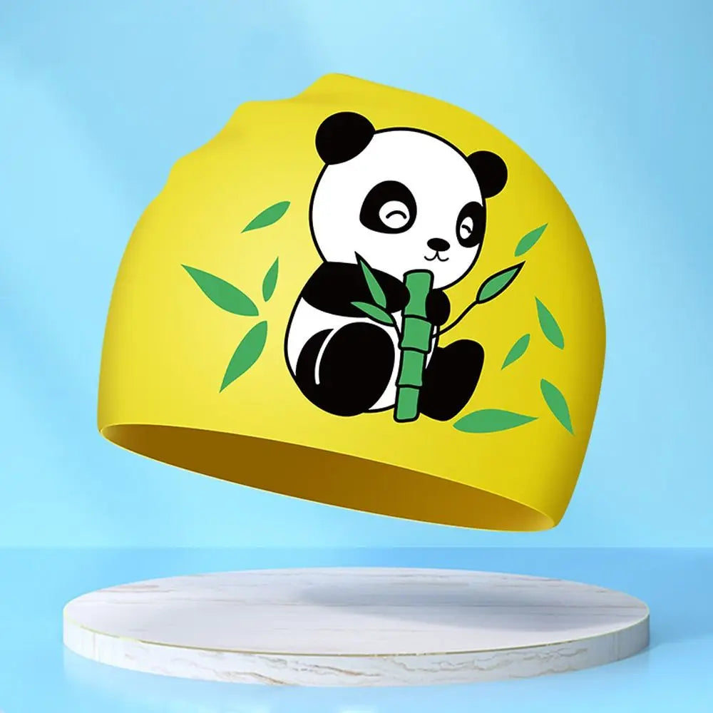 Lightweight Waterproof Children Swimming Cap Silicone Cartoon Kid Swimming Hat Protect Ears Animal Bathing Hats Cap Swimming Pool
