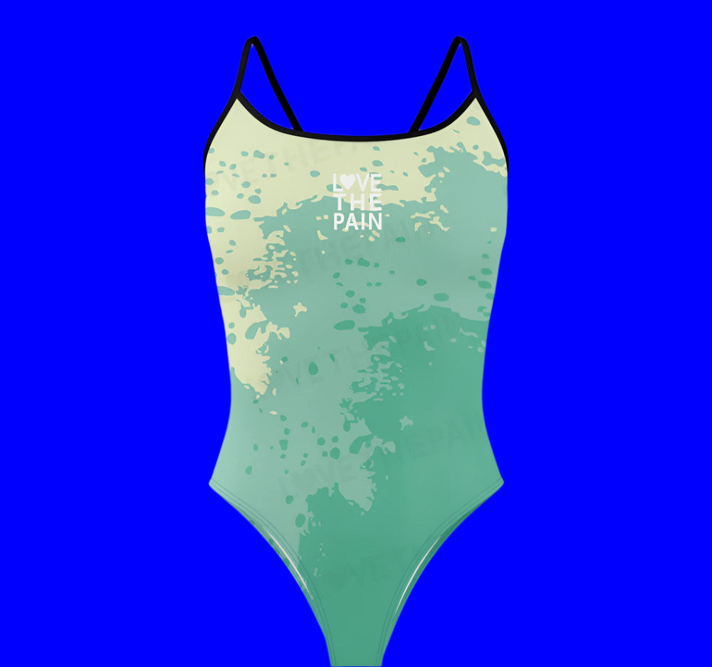 Love The Pain One Piece Swimsuit Thin Straps Versatile V-back Women's Swimwear Sports Triathlon Training Swimsuit
