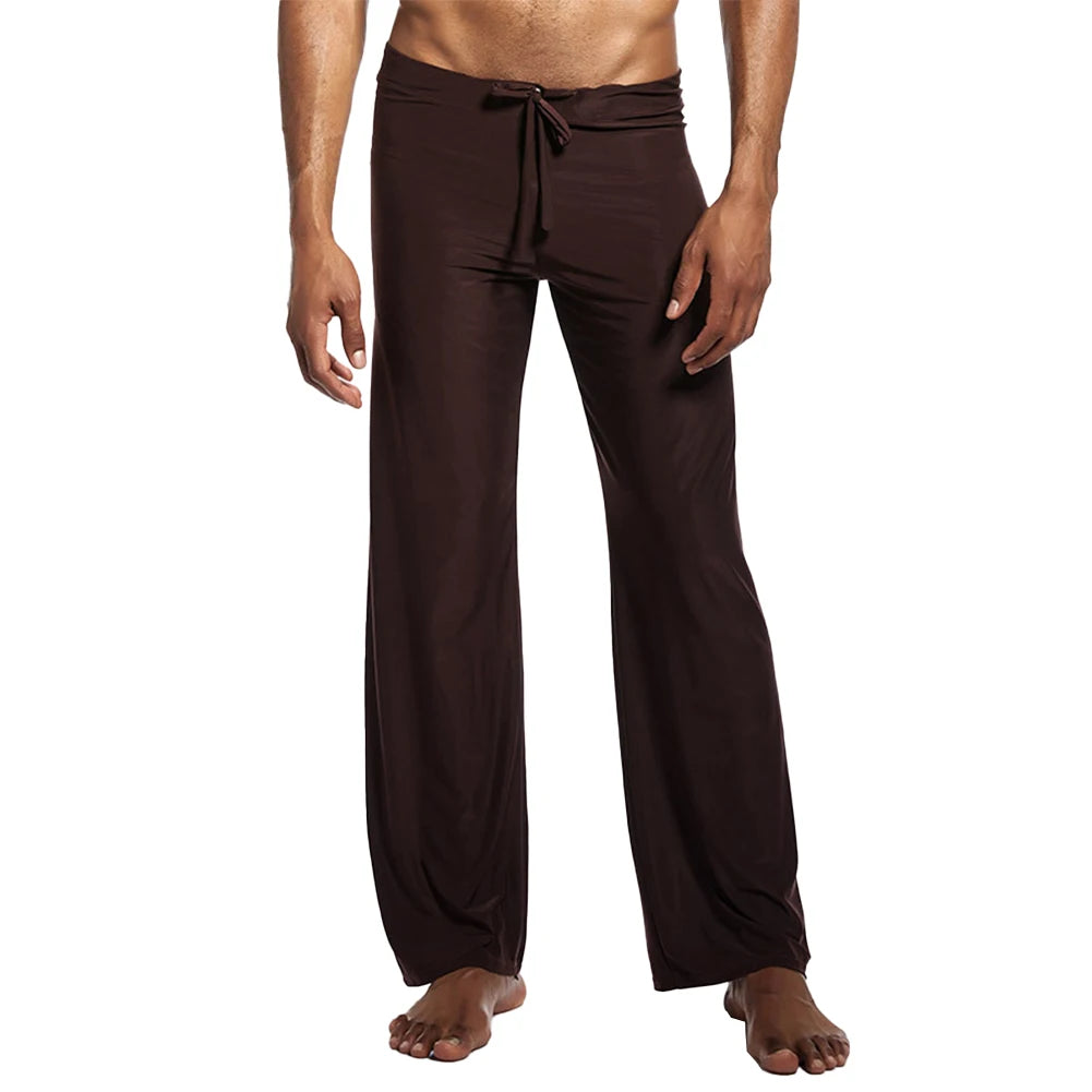 Casual Men's Yoga Drawstring Elastic Pants Sports Gym Active Wide Leg Solid Color Baggy Sweatpants Jogger Pant Trousers Clothing