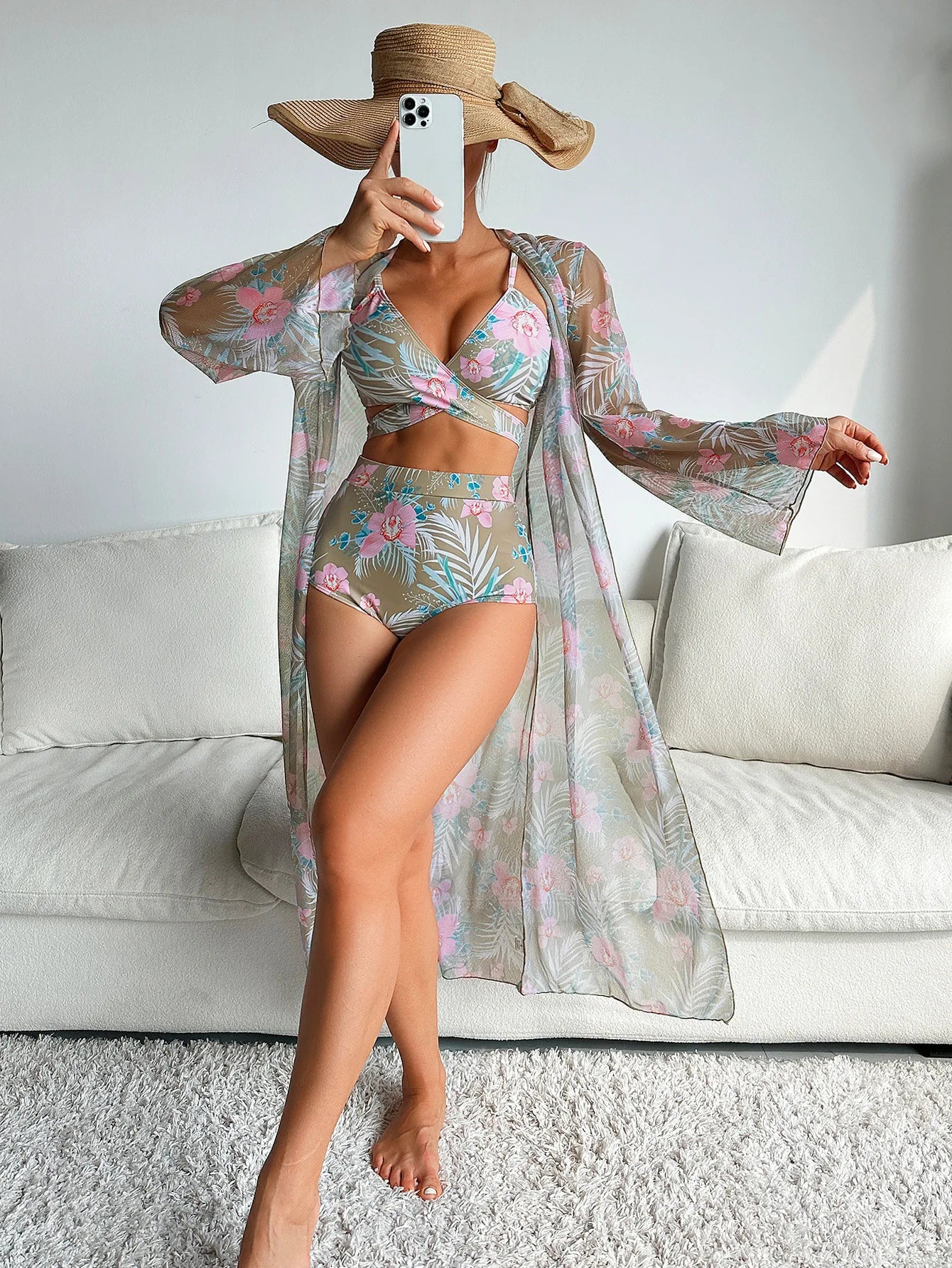 Swimsuits Female Swimwear Push Up For Beach Wear Three-Piece Bathing Suits Pool Bather Women's Swimming Suit