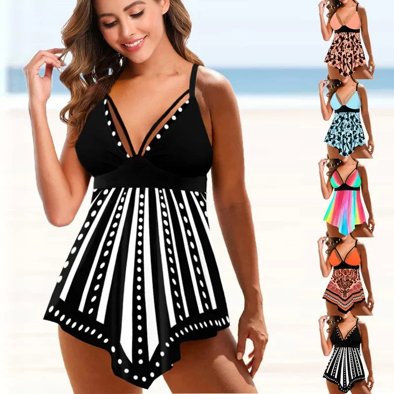 Women's Starlight Dot Printed Swimsuit Bikini Set with Sling Swimsuit Two Piece Set S-6XL