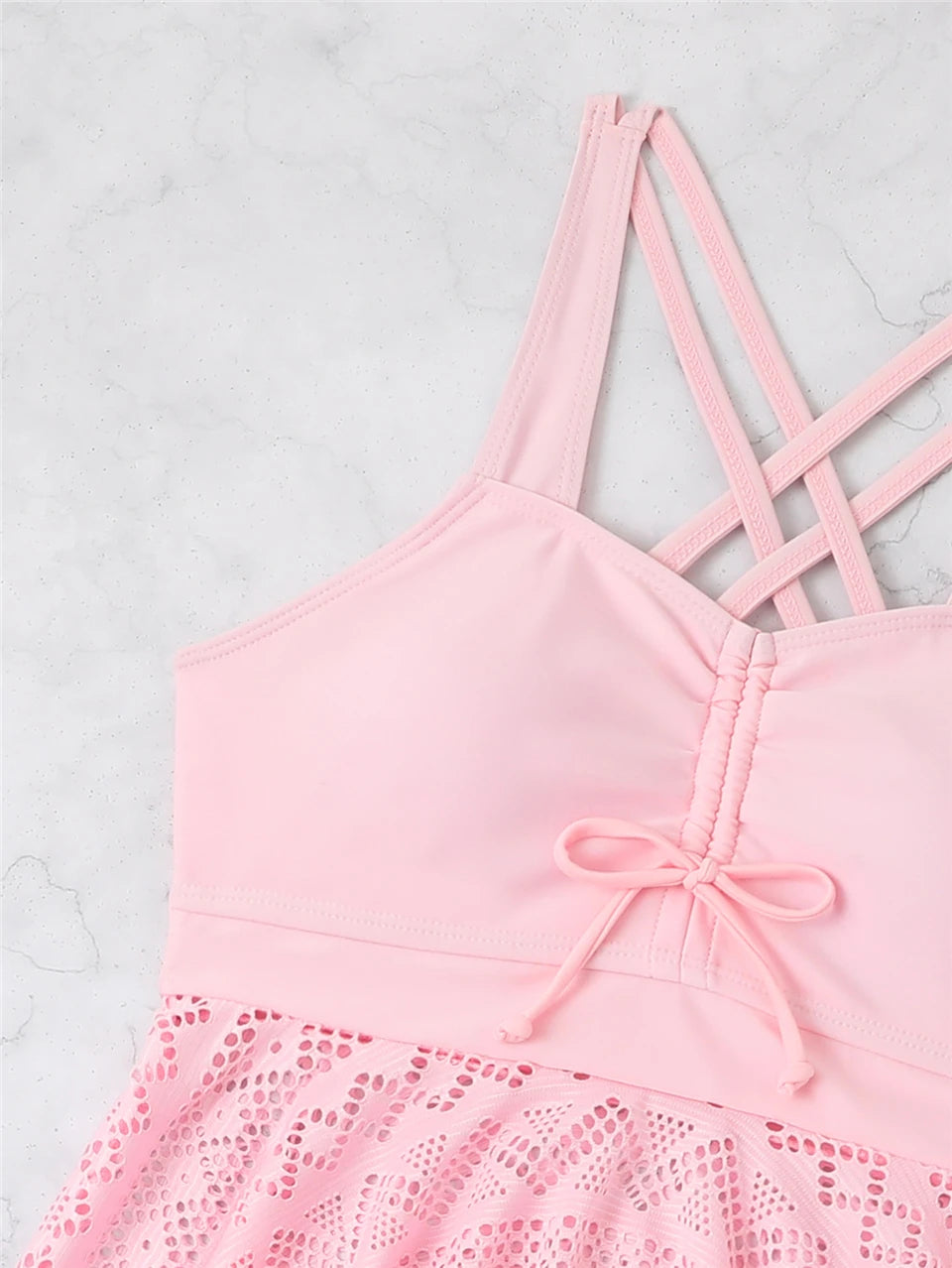 Cross Strap Swimsuit Women Solid 2 Pieces Swimsuit Beach Dress Swimwear Female Bathing Swimming Suit Beachwear Lady Summer