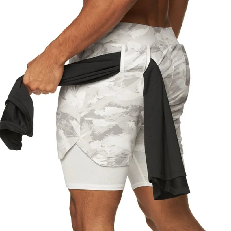 Running Shorts Men 2 In 1 Quick Dry Gym Shorts Double Deck Training Short Pants Fitness Workout Sport Jogging Summer Men Shorts